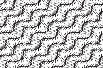 Seamless Abstract Black and White Zigzag Fur Texture Pattern