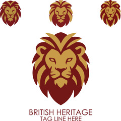 Majestic Lion Head Emblem Set British Heritage Logo