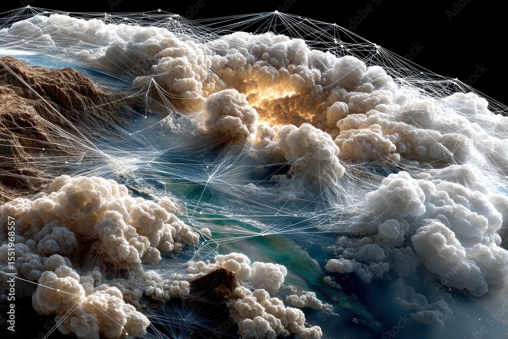 Poster ai powered planet with connected data streams
