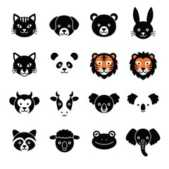 Adorable Animal Faces Collection Cute Cartoon Icons for Kids Design Projects