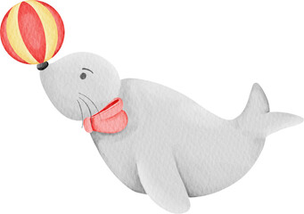 watercolor circus seal