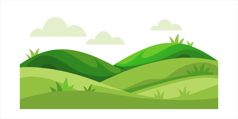 Obraz premium rolling green grass hills vector illustration on white background 1 on transparent background