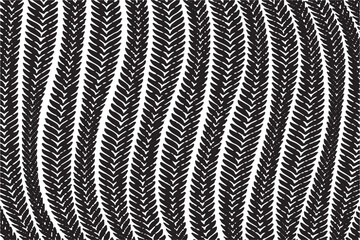 Seamless Abstract Black and White Organic Leafy Striped Pattern