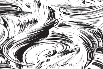 Dynamic Abstract Black and White Brush Stroke Swirls Pattern