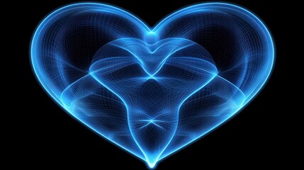 Glowing blue heart abstract mesh illustration digital art network concept