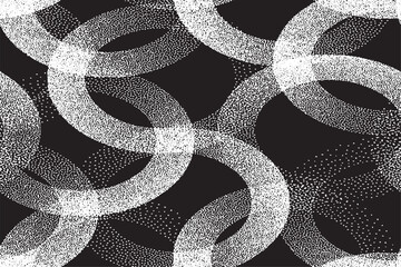 Abstract White Stippled Circles Pattern on Black Background