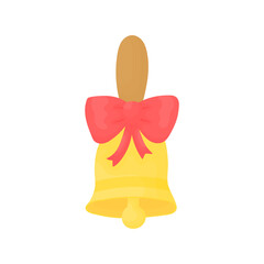 Bell with red bow. Back to school concept. September 1st holiday.