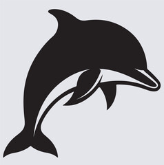 dolphin silhouette vector art illustration, dolphin silhouette isolated on white