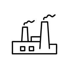 Fototapeta premium Black Factory Icon in Silhouettes Style Depicting Industrial Building or Manufacturing Plant on White Background