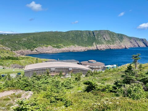 A view of the Ocean Science Center, a part of Memorial University, on a beautiful sunny day beside Logy Bay outside St. John's, Newfoundland, Canada