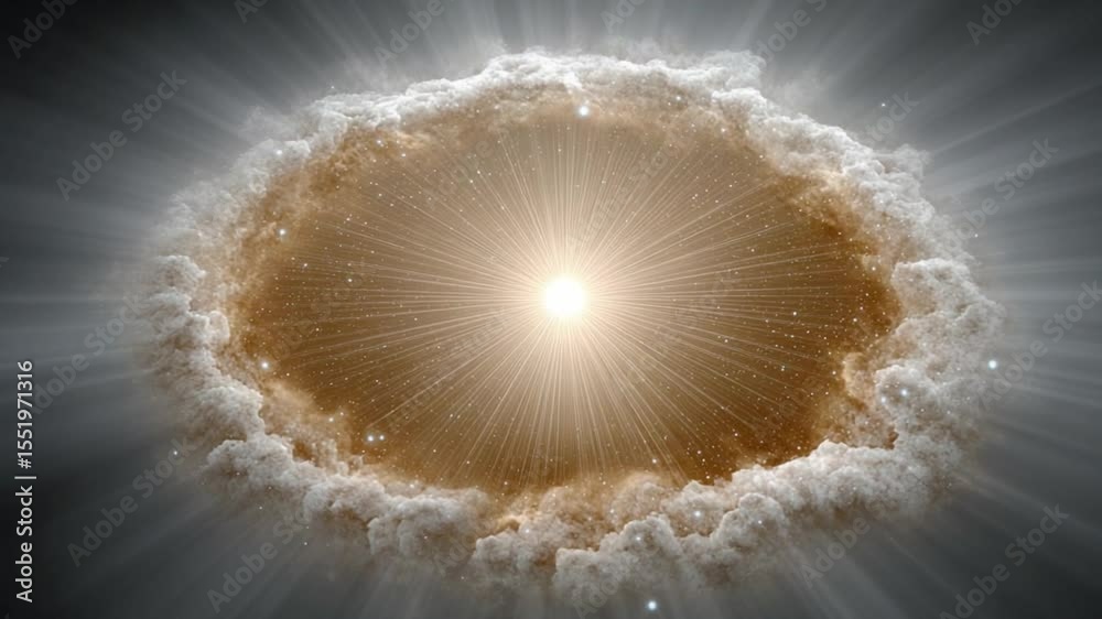 Poster celestial bloom: an ethereal nebula with a radiant core, capturing the cosmic beauty and boundless e
