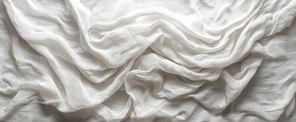Fototapeta premium Elegant white silk fabric background with soft, flowing drapery and gentle shadows