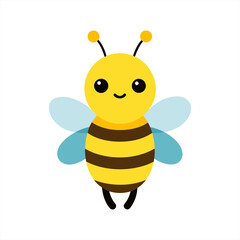 cute bee clipart in flat style on white background on transparent background