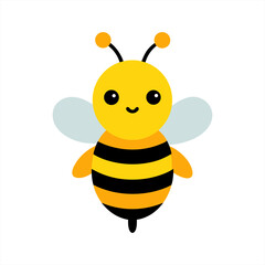 cute bee clipart in flat style on white background on transparent background