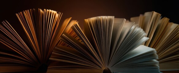 The mesmerizing display of open books inviting knowledge and imagination