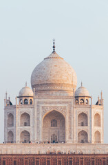 Obraz premium Closeup view of The Taj Mahal, The Taj Mahal is an ivory-white marble mausoleum on the south bank of the Yamuna river