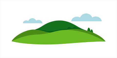 Fototapeta premium grassy hill landscape vector illustration on white on transparent background