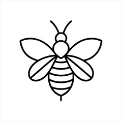 minimalist bee line art on white background on transparent background