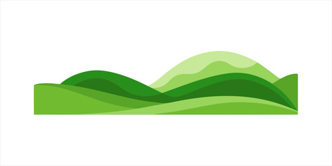 minimalist rolling hills with green grass in vector on white background 5 on transparent background