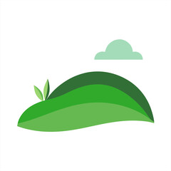 minimalist grass hill landscape illustration on white background on transparent background