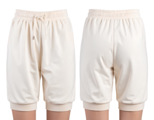 Ivory Lounge Shorts Flat Lay  Dual View on Transparent Background PNG