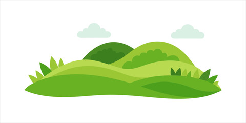 nature scene with grassy hills in clipart style on white background 1 on transparent background