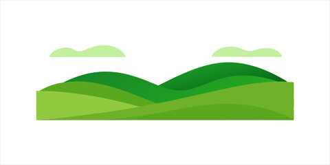 minimalist rolling hills with green grass in vector on white background 6 on transparent background