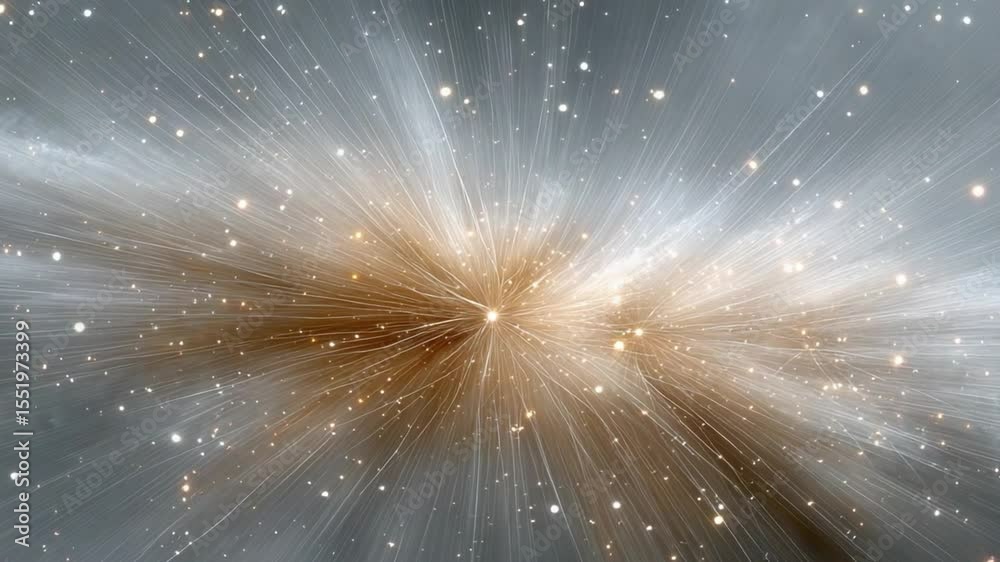 Aufkleber Explosion of Light: An ethereal explosion of light radiating outward, creating a mesmerizing spectacle of abstract brilliance with shimmering golden particles on gray surface.