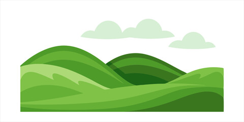 rolling green grass hills vector illustration on white background on transparent background
