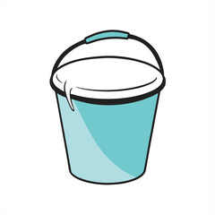sketch style bucket illustration on white canvas on transparent background