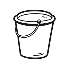vector bucket sketch in doodle style on white background on transparent background