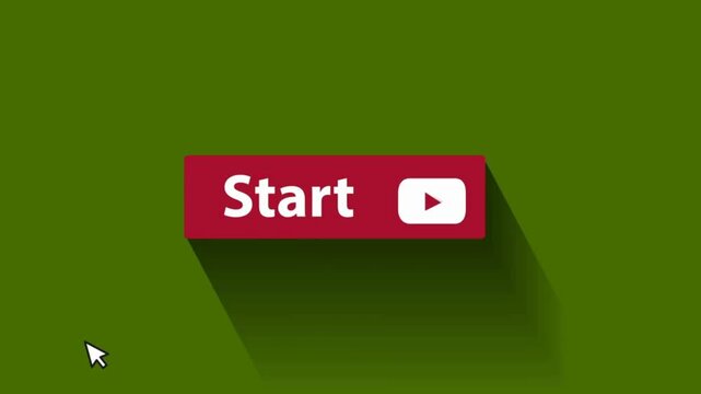 A vibrant green background featuring a prominent red 'Start' button with a play icon, inviting action