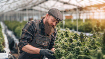 cannabis man growing plant