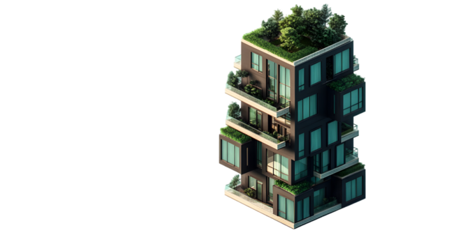 modern building with greenery in it in the city  on transparit background png