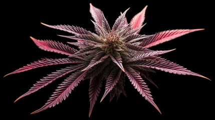a purple haze cannabis flower on a black background