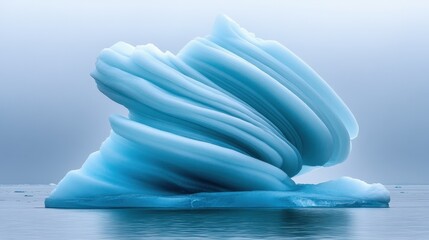 Unique Blue Iceberg Formation in Calm Arctic Waters During Daylight