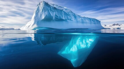 Majestic Iceberg Reflection in Crystal Clear Arctic Waters