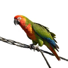 Fototapeta premium Red and yellow macaw, a colorful tropical bird with a vibrant beak and feathers A striking red and yellow ma