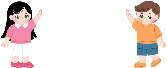 cute kids holding blank banner 