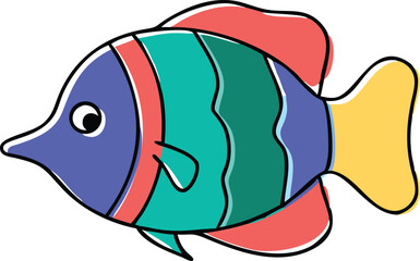 Vibrant butterflyfish illustration with detailed fins and scales