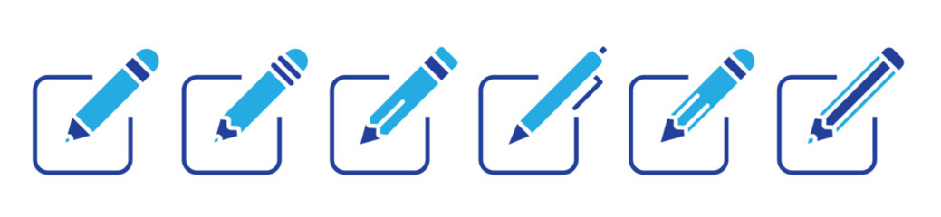 Edit icon set. Notepad edit document with pencil and pen icon.  sign up icon. Business concept note edit pictogram. Vector illustration.