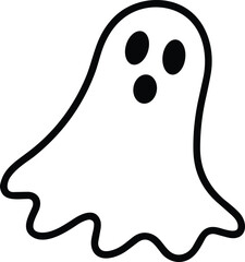 Simple Halloween Ghost Line Art Vector Illustration