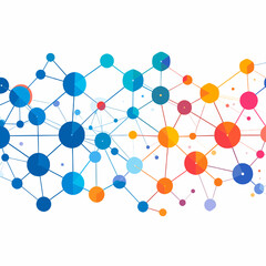 Obraz premium Connected Dots and Lines in Gradient of Blue and Orange Forming a Network on White Background