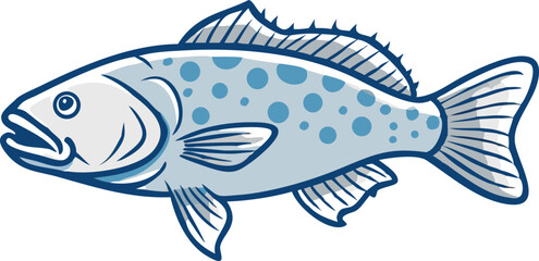 Vibrant grouper fish illustration with detailed fins and scales
