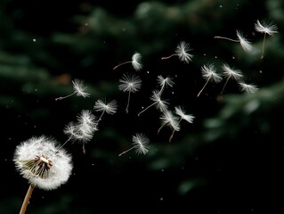 dandelion seeds fly in winds