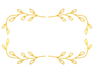 Rectangular gold hand-drawn leaf border