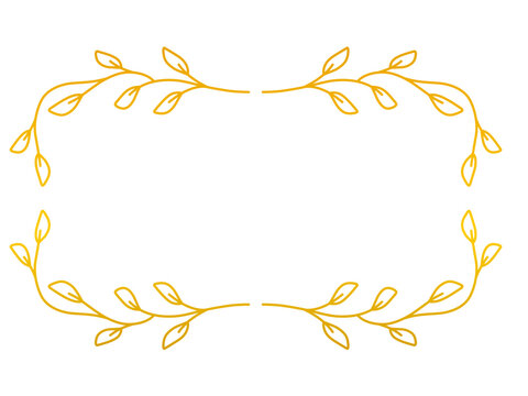 Rectangular gold hand-drawn leaf border