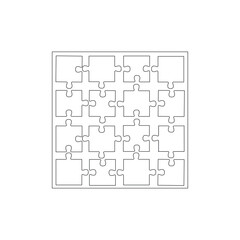Vector puzzle pieces continuous one line drawing isolated on white background illustration and minimal