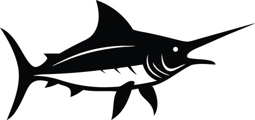 Dynamic marlin fish silhouette in vibrant cmyk colors for marine themes