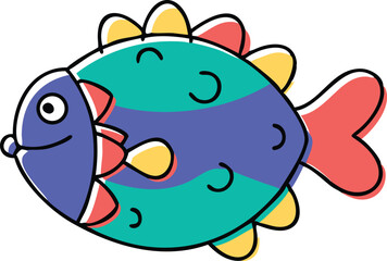 vector illustration of cartoon fish